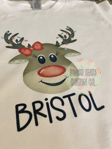 Girl Personalized Reindeer tee