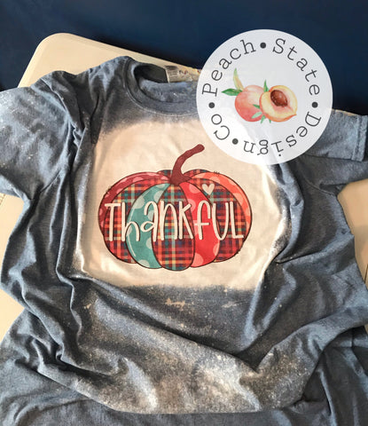 Plaid Thankful Pumpkin [bleached tee]